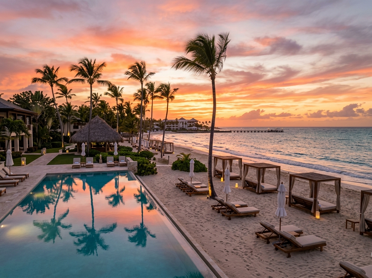 Beach resort sunset